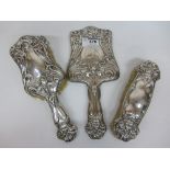 Art Nouveau silver three piece dressing table set by William Adams Birmingham 1908