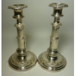 Pair Sheffield plate telescopic candlesticks Condition Report <a href='//www.