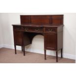 Early 20th century mahogany break bow front twin pedestal sideboard fitted with three drawers,