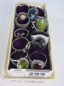 Ten vintage and later rings stamped sterling,