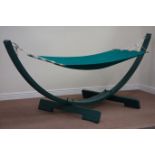 Large green painted arc garden hammock, L341cm Condition Report <a href='//www.