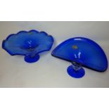 Two 'White Crystal' Bristol Blue colour comports H22cm Condition Report <a