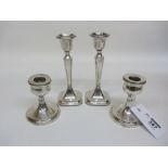 Two pairs hallmarked silver candlesticks weighted bases Condition Report <a