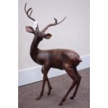 Bronzed finish aluminium standing stag, H110cm Condition Report <a href='//www.