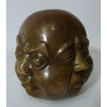 Bronzed 'Four Face Buddah' head H12cm Condition Report <a href='//www.