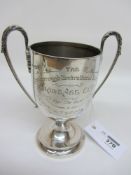 Edwardian silver trophy cup by Barker Bros Chester 1909 approx 10.