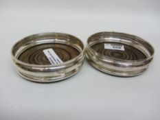 Pair silver wine coasters by D J Silver repairs London 1972 Condition Report <a