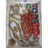 Coral necklace and costume jewellery in one box Condition Report <a href='//www.