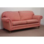 20th century large two seat sofa upholstered in striped fabric,