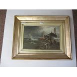 Stormy Coastal Landscape, late 19th century oil on board signed J.D.
