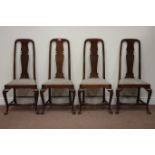 Set four early 20th century mahogany dining chairs in Queen Anne manor,