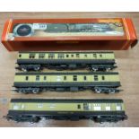 Model Railways -Hornby BR Class A4 Pacific Mallard 60022 (boxed) and three carriages