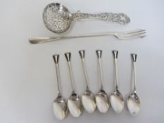 Victorian silver sifting spoon by George Unite Birmingham 1854,
