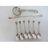 Victorian silver sifting spoon by George Unite Birmingham 1854,