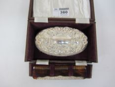 Silver-mounted hair brush and comb boxed Condition Report <a href='//www.