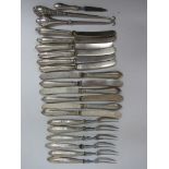 Six hors d'oeuvres forks, twelve knives,