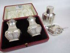 Pair of Edwardian silver peppers boxed,