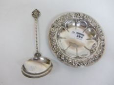 Maltese silver dish and spoon stamped 917 approx 5oz Condition Report <a