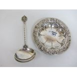 Maltese silver dish and spoon stamped 917 approx 5oz Condition Report <a