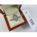 Marquise diamond cluster ring hallmarked 18ct approx 1 carat total Condition Report