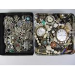 Victorian and later marcasite and costume jewellery, watches,