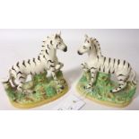 Pair Staffordshire zebra ornaments (20th century) H12cm Condition Report <a