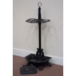 Victorian ornate black finish cast iron umbrella/stick stand,