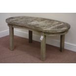 Solid teak kidney shaped garden table, W119cm Condition Report <a href='//www.