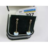 Pair of 9ct gold opal drop ear-rings stamped 375 Condition Report <a
