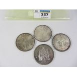 Three 1994 USA silver dollars and a 1976 silver 50 francs piece Condition Report