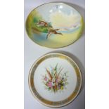 Minton bowl hand painted with ducks in flight by H.