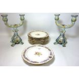 Early 20th century French porcelain dessert service with floral decoration marked 'Gille Jne',