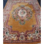 Chinese wash woollen dark mustard ground rug carpet,