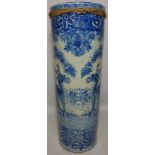 19th century Chinese blue and white stick stand decorated with deer H61cm (a/f)