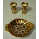 Pair miniature Royal Crown Derby vases - pattern no.