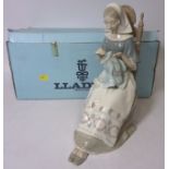 Lladro figure of a woman sewing 'Bordadora Insular' ('The Lone Embroiderer) H28cm (boxed)