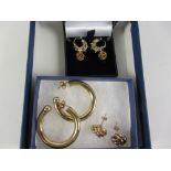 Four pairs gold ear-rings hallmarked 9ct Condition Report <a href='//www.