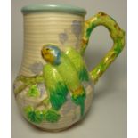 Clarice Cliff for Newport Pottery parakeet jug,