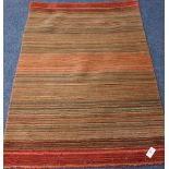 Next Home autumn red and green striped rug,