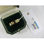 Heavy 18ct gold band set with round and princess cut diamonds hallmarked approx 10gm