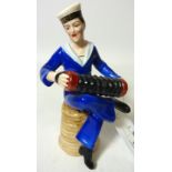 Mid 20th century Dresden porcelain figure of a sailor playing an accordion H16.