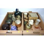 Studio Pottery - collection of studio pottery and salt-glazed stoneware in two boxes
