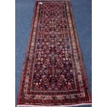 Persian Bidjar red and blue ground runner rug,