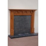 Pine fire surround with marble hearth and marble effect inset, W138cm,