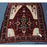 Persian hand-knotted Baluchi beige ground rug,