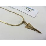 Gold Concorde pendant/charm on chain necklace stamped G.BOAC hallmarked 9ct approx 6.