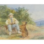 H Herbert (19th century): Country Boy with his Dog, watercolour signed and dated 1875,
