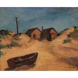 Sara Hoffecker Gravatt (American 1898-?): Boat in the Sand Dunes, oil on canvas signed,