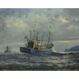 Jack Rigg (British 1927-): Fishing Boat Returning to Harbour, oil on canvas signed,