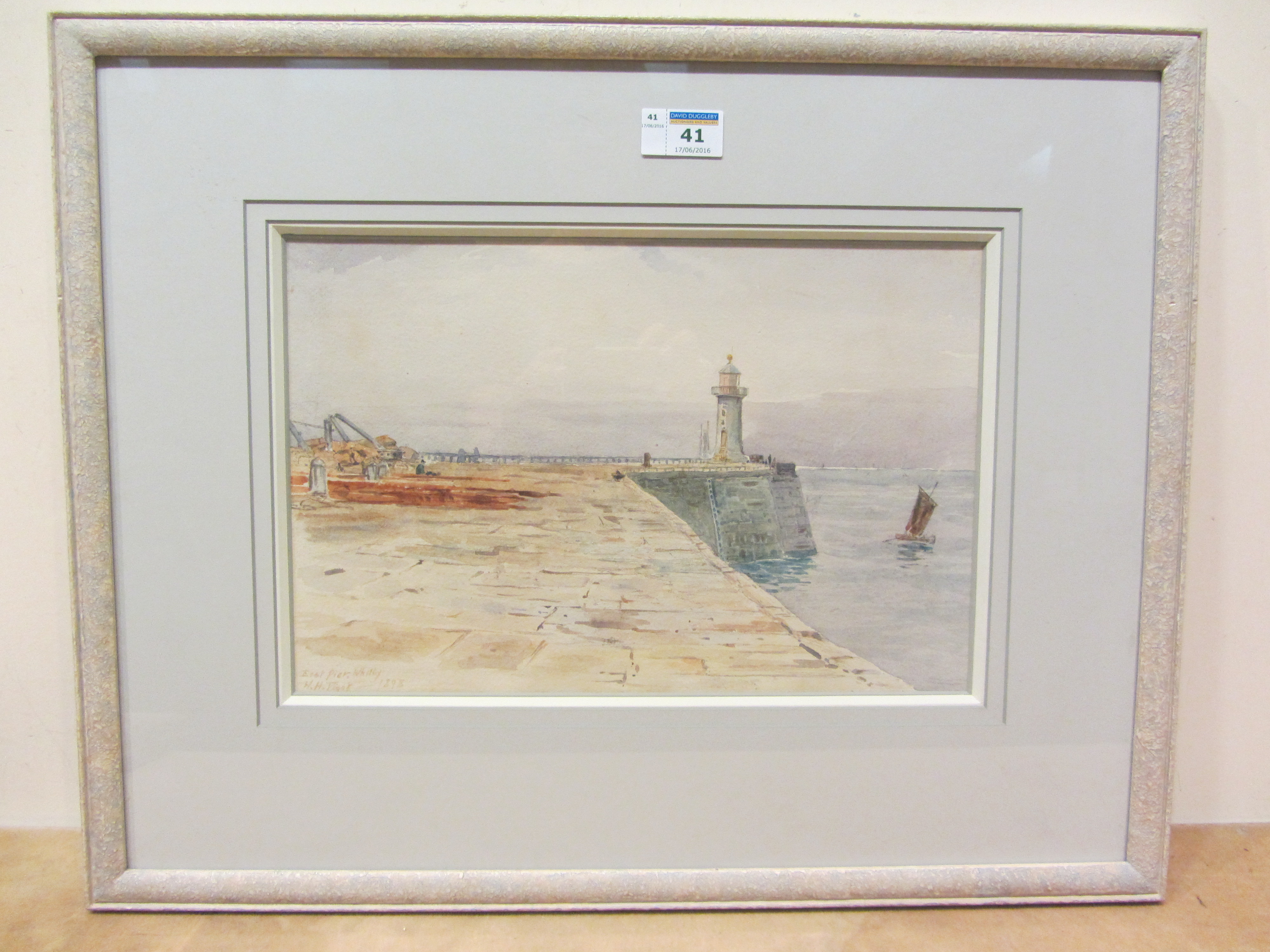 Walter Henry Pigott (British 1810-1901): 'East pier Whitby', - Image 2 of 2